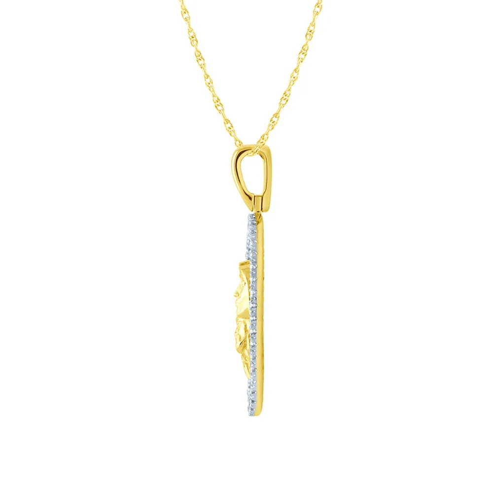 Virgin Mary With Jesus Diamond Pendant Necklace in 10K Yellow Gold (0.