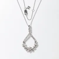 Diamond Cluster Necklace in 10K White Gold (1.00 ct tw)