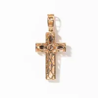 Diamond Nugget Cross Pendant in 10K Yellow Gold (0.39 ct tw)