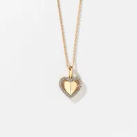 Diamond Heart Halo Pendant Necklace in 10K Yellow Gold (0.10 ct tw)