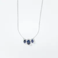 Sapphire and Diamond Pendant Necklace in 10K White Gold