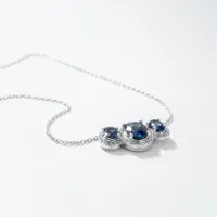 Sapphire and Diamond Pendant Necklace in 10K White Gold