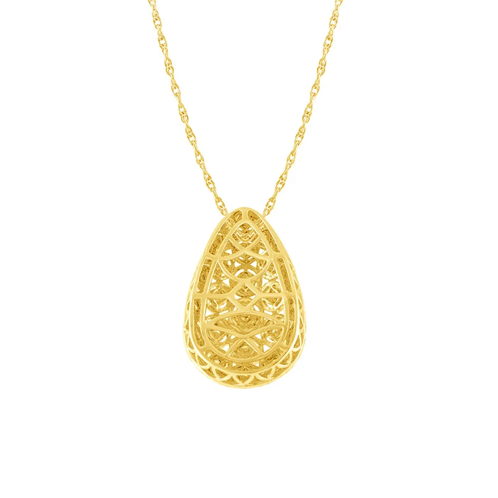 Euro-Design Domed Diamond Necklace in 10K Yellow and White Gold (0.50