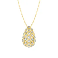 Euro-Design Domed Diamond Necklace in 10K Yellow and White Gold (0.50