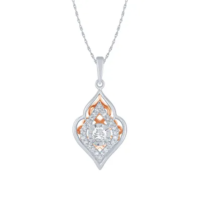 -Evelyn- Diamond Cluster Pendant Necklace in 10K White and Rose Gold (