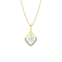 Snowflake Diamond Pendant Necklace in 10K Yellow and White Gold (0.12