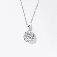 Diamond Cluster Pendant Necklace with Hidden Heart Motif in 10K White