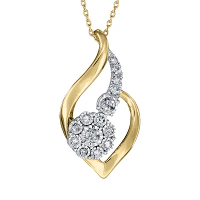 Diamond Pendant Necklace in 10K Yellow and White Gold (0.25ct tw)