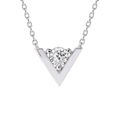 10K V Shape Diamond Pendant (0.03 ct tw)