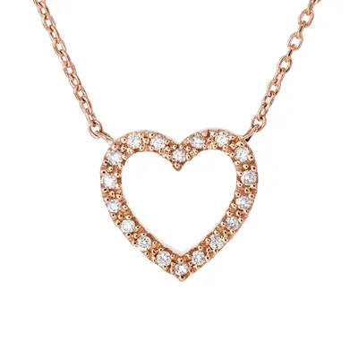 Diamond Heart Pendant in 10K Rose Gold (0.07 ct tw)