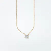 Diamond Cluster Pendant Necklace in 10K Yellow and White Gold (0.13 ct