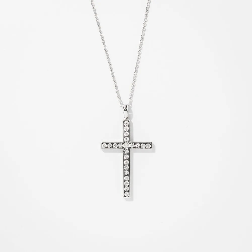 Diamond Cross Necklace in 10K White Gold (0.20 ct tw)