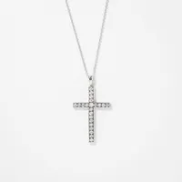 Diamond Cross Necklace in 10K White Gold (0.20 ct tw)