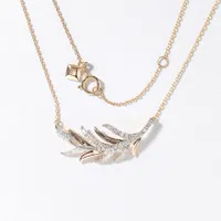 Palm Leaf Pendant Necklace in 10K Yellow Gold (0.25 ct tw)