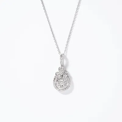 Diamond Cluster Necklace in 10K White Gold (0.31ct tw)