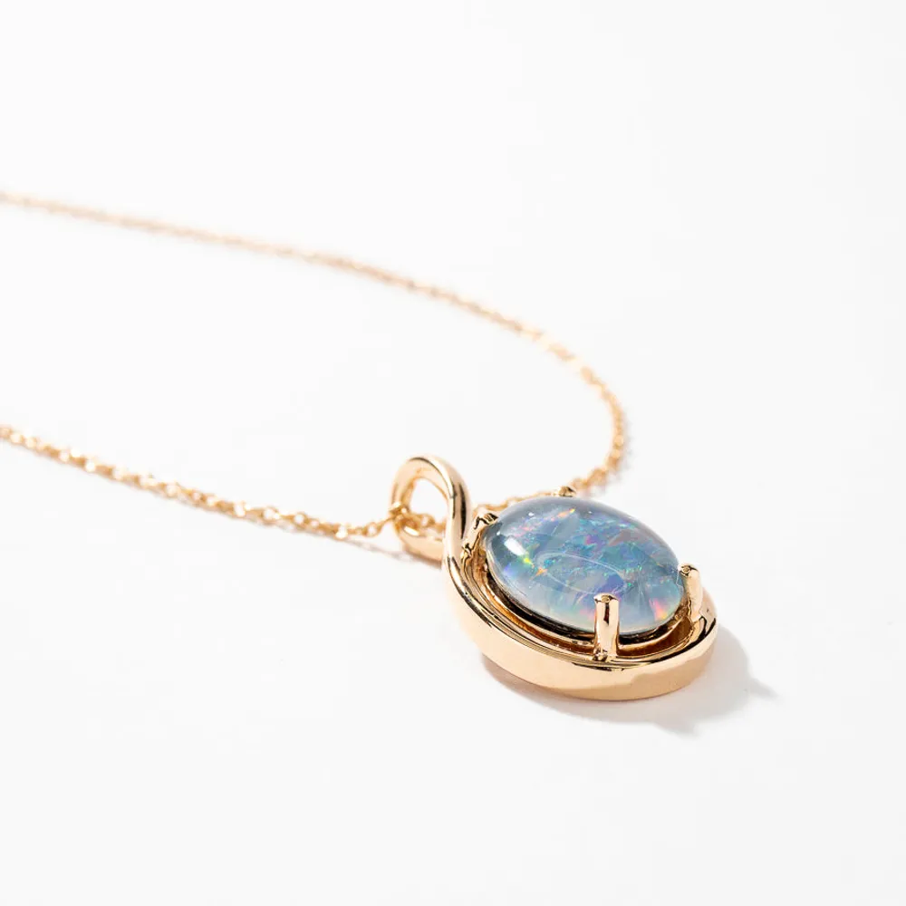 Triplet Opal Necklace in 10K Yellow Gold