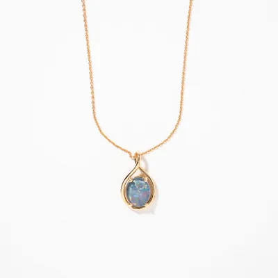 Triplet Opal Necklace in 10K Yellow Gold