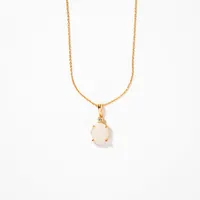 Oval Opal Pendant With Diamond Accent Crafted In 10K Yellow Gold