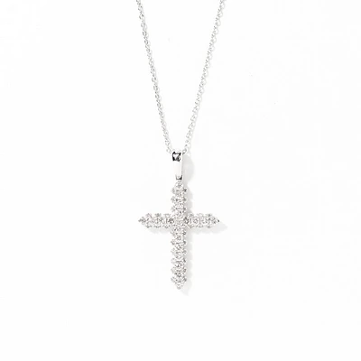 Diamond Cross Pendant Necklace in 10K White Gold (0.50 ct tw)