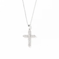Diamond Cross Pendant Necklace in 10K White Gold (0.50 ct tw)