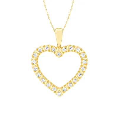 Heart Diamond Pendant Necklace in 10K Yellow Gold (0.25 ct tw)