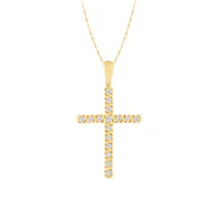 Diamond Cross Pendant Necklace in 10K Yellow Gold (0.25 ct tw)