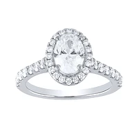 Oval Cut Diamond Halo Engagement Ring 14K White Gold (1.38 ct tw)
