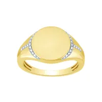 Men’s Signet Ring with Diamond Accents 10K Yellow Gold (0.10 ct tw)