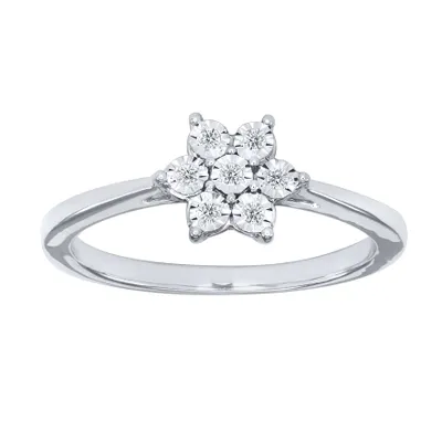 10K White Gold Flower Diamond Ring (0.05 ct tw)