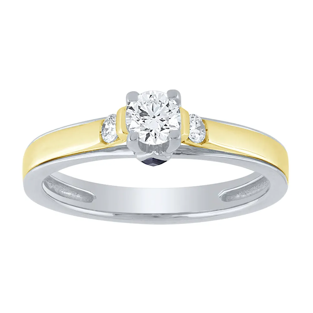 -Robin- Engagement Ring With Sapphire Accents Two-Tone 14K White an