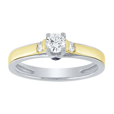 -Robin- Engagement Ring With Sapphire Accents Two-Tone 14K White an