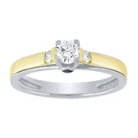 -Robin- Engagement Ring With Sapphire Accents Two-Tone 14K White an