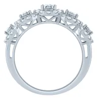 Five Stone Diamond Halo Anniversary Ring 10K White Gold (0.75 ct tw