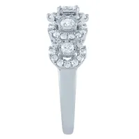 Five Stone Diamond Halo Anniversary Ring 10K White Gold (0.75 ct tw