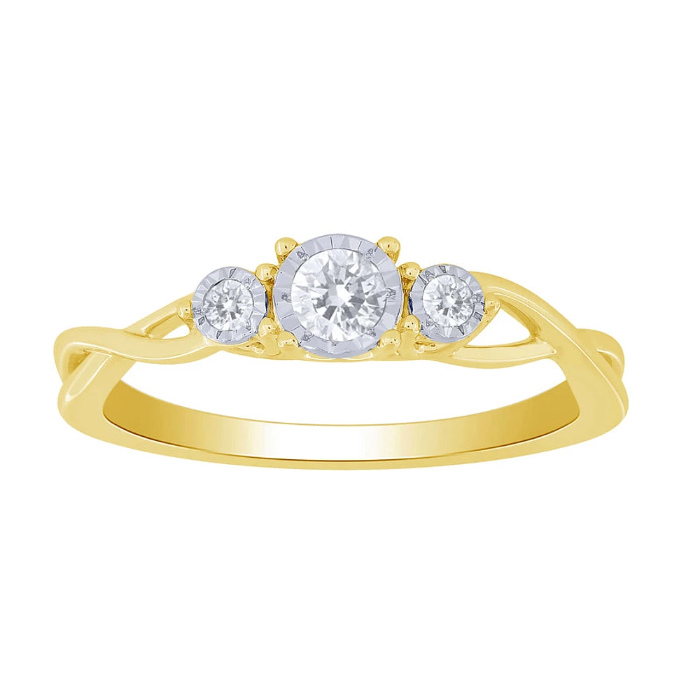 Three Stone Diamond Ring 10K Yellow Gold (0.20ct tw)