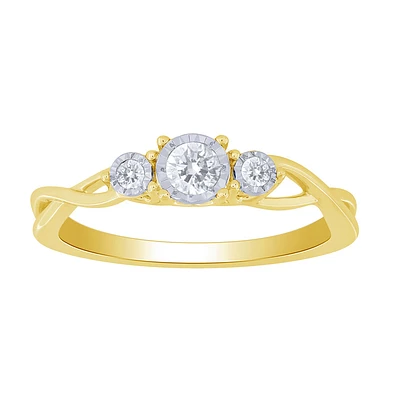 Three Stone Diamond Ring 10K Yellow Gold (0.20ct tw)