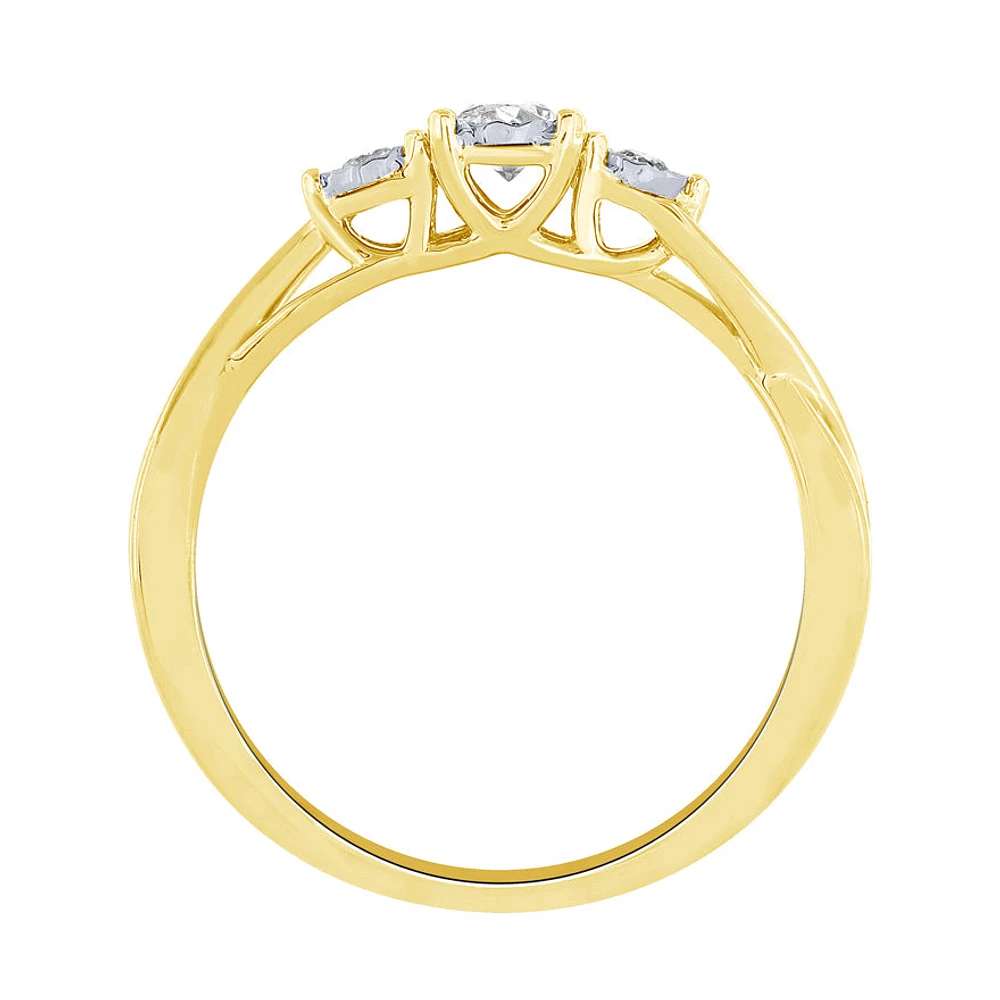 Three Stone Diamond Ring 10K Yellow Gold (0.20ct tw)