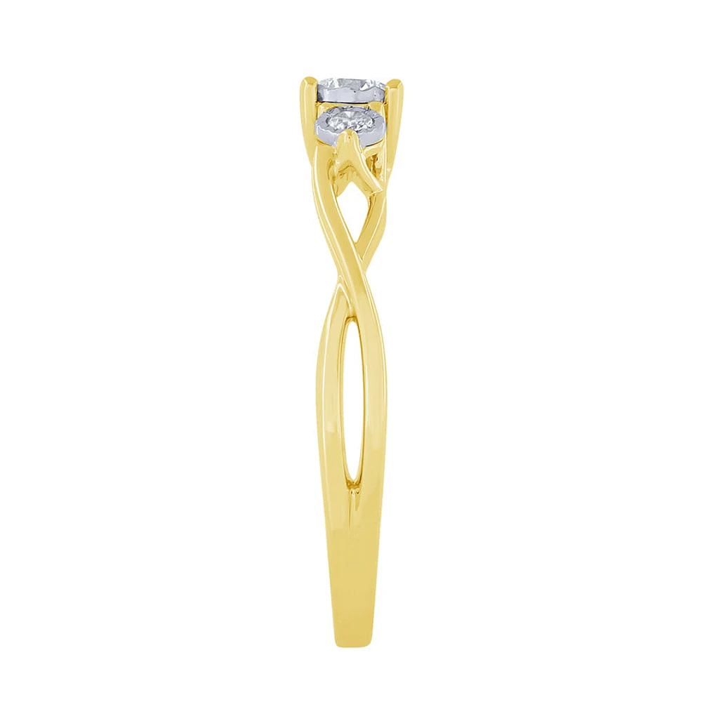 Three Stone Diamond Ring 10K Yellow Gold (0.20ct tw)