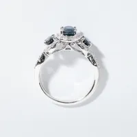 Sapphire and Diamond Ring 10K White Gold