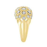 Euro-Design Domed Diamond Ring 10K Yellow and White Gold (0.50 ct t