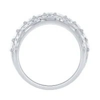 Diamond Cluster Dinner Ring 10K White Gold (1.00 ct tw)