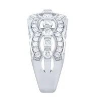 Diamond Cluster Dinner Ring 10K White Gold (1.00 ct tw)