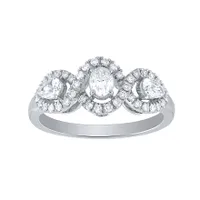 Three Stone Diamond Ring 14K White Gold (0.74 ct tw)