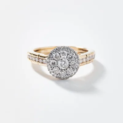 Diamond Cluster Ring 10K White and Yellow Gold (0.75 ct tw)