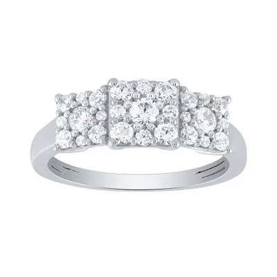 Diamond Cluster Dinner Ring 10K White Gold (0.72 ct tw)