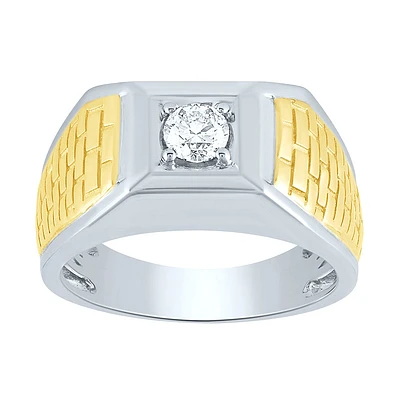Two-Tone Men’s Diamond Ring 10K White and Yellow Gold (0.40 ct tw)