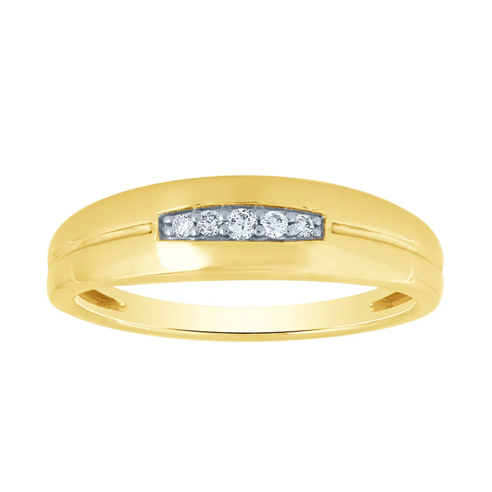 Men's Diamond Wedding Band 10K Yellow Gold (0.08 ct tw)