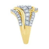 Diamond Cluster Dinner Ring 10K Yellow and White Gold (0.75 ct tw)