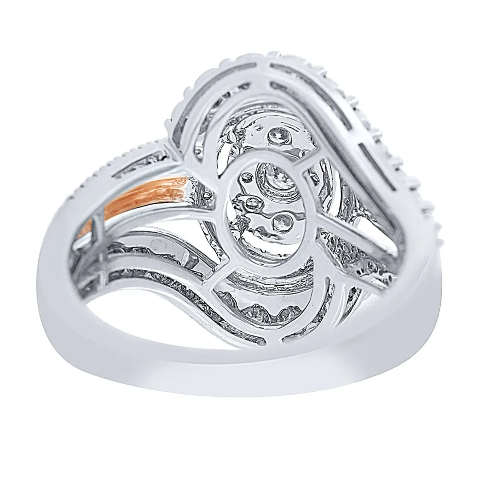 -Giselle- Diamond Cluster Ring Two-Tone 10K White and Rose Gold (0.