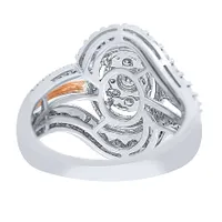 -Giselle- Diamond Cluster Ring Two-Tone 10K White and Rose Gold (0.